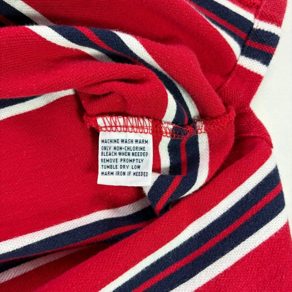 Polo Ralph Lauren Striped Polo Shirt Mens Large Red Navy White Pique Cotton L